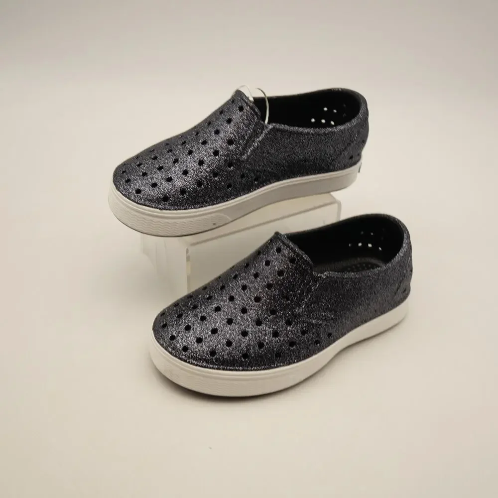 NEW Native Kids Black Sparkle Miles Slip On Shoes Toddler Little Girls C9 Size 9